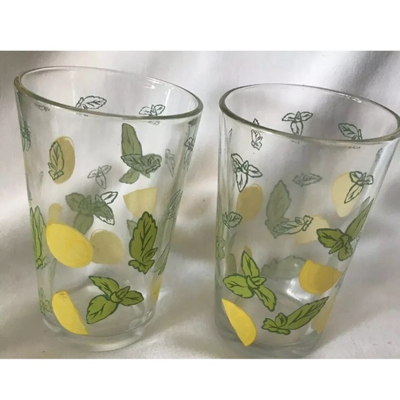 Vintage Set Of 3 Glasses With Lemon Design 10-12oz - Picture 2 of 5